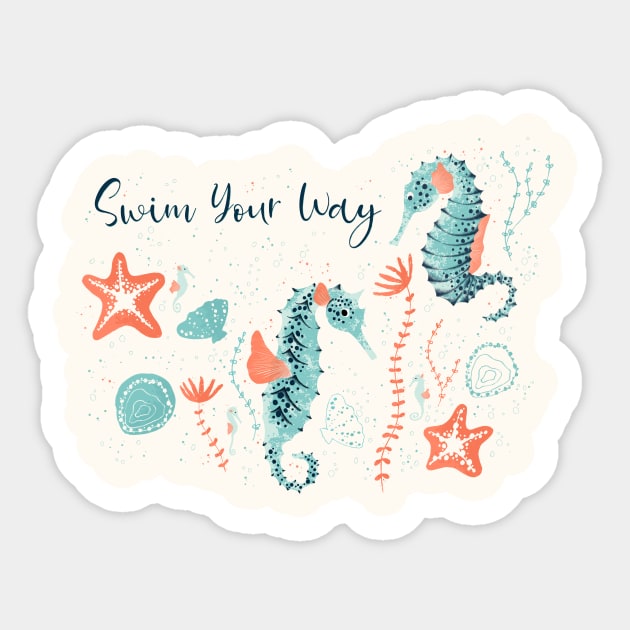 Seahorse Sticker by Lidiebug